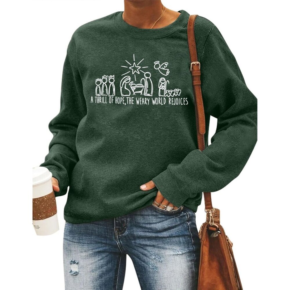 Women Christmas Sweatshirt Soft Breathable Xmas Graphic Pullover Long Sleeve